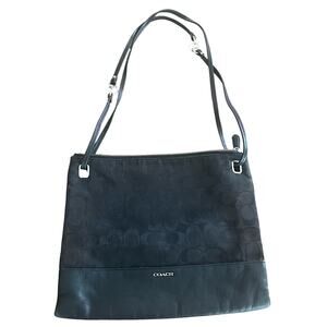 Coach Signature Park Hobo Satchel, Black Leather + Canvas
